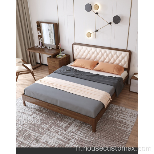 Lit en bois souple de structure simple de meubles de chambre à coucher